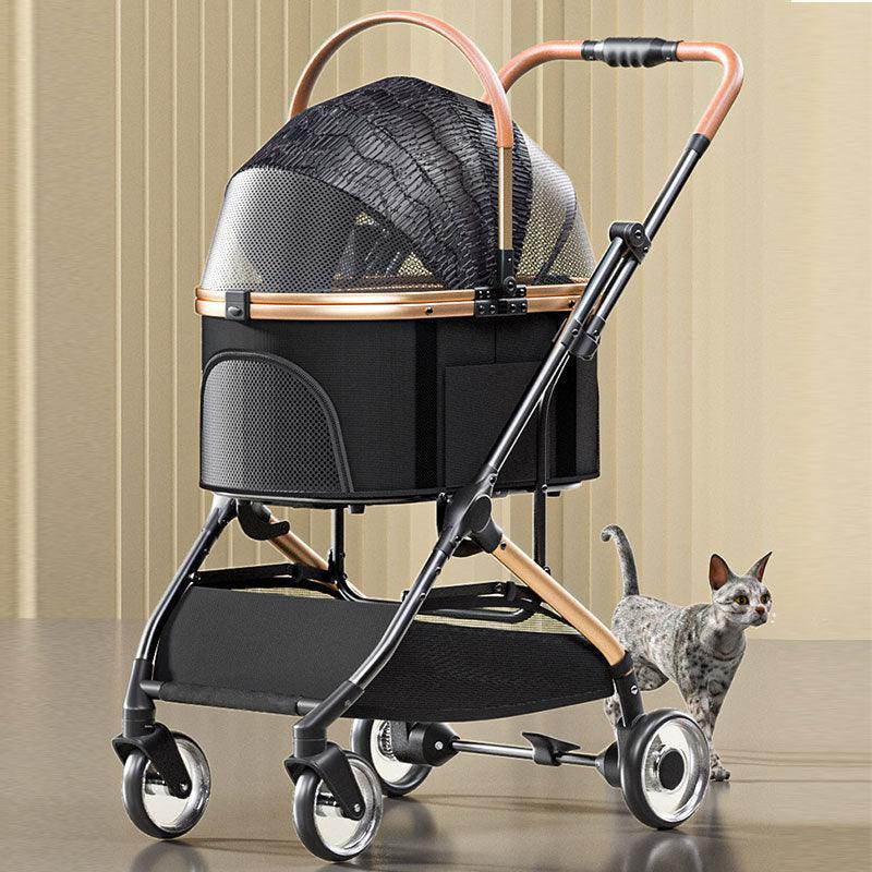 Travel Detachable Cat Stroller Pet Carrier With Wheels