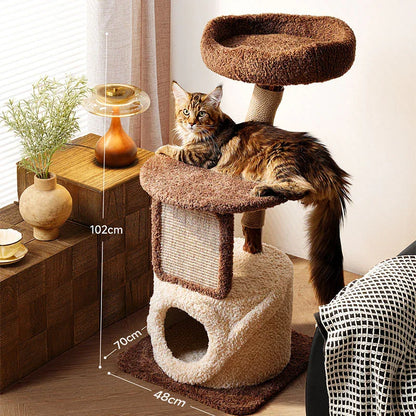 Treehouse Cat Tree for Multiple Cats Climbing Condo - MEWCATS