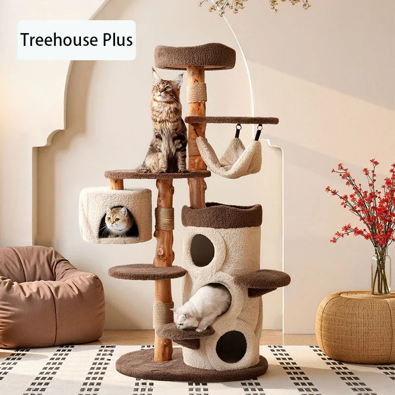 Treehouse Cat Tree for Multiple Cats Climbing Condo - MEWCATS