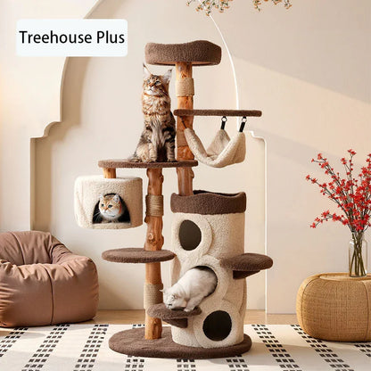Treehouse Cat Tree for Multiple Cats Climbing Condo - MEWCATS