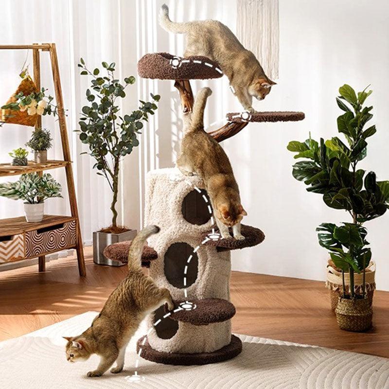 Treehouse Cat Tree for Multiple Cats Climbing Condo - MEWCATS