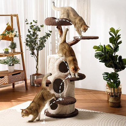 Treehouse Cat Tree for Multiple Cats Climbing Condo - MEWCATS