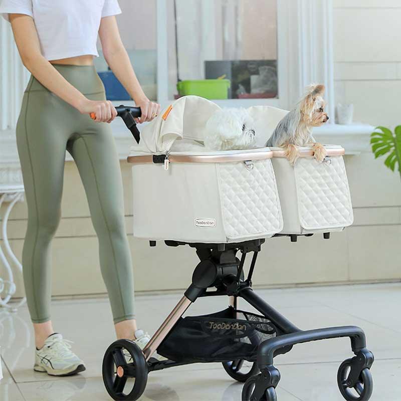 Twin Two-Seater Pet Stroller Cat Wheel Pram - MEWCATS
