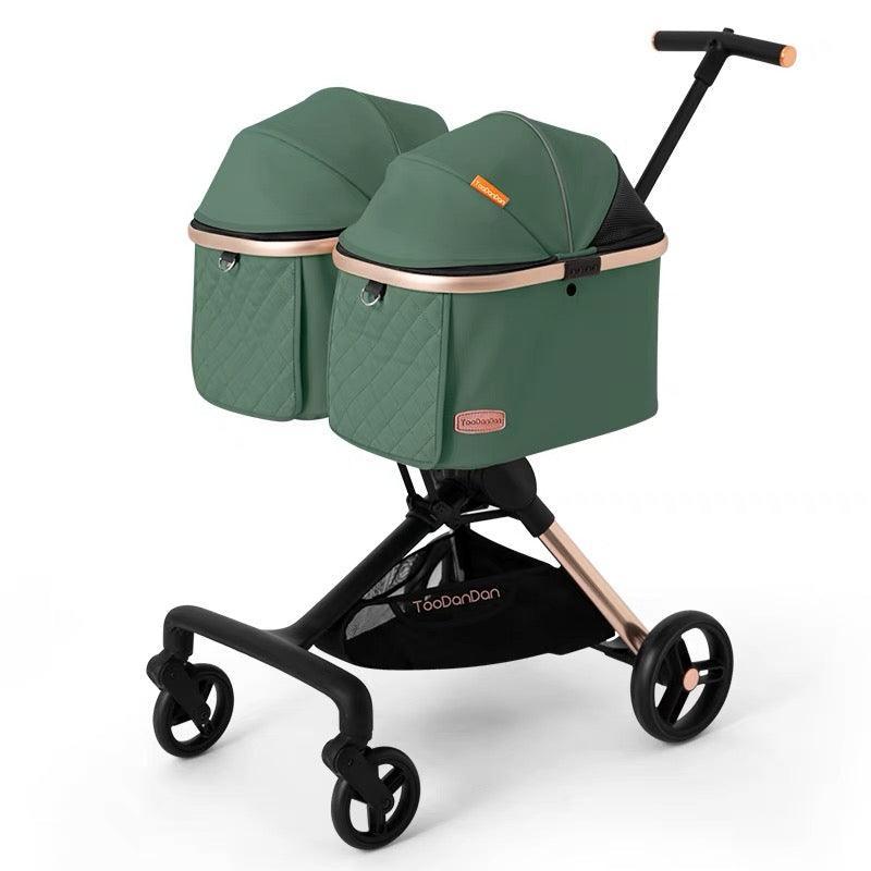 Twin Two-Seater Pet Stroller Cat Wheel Pram - MEWCATS