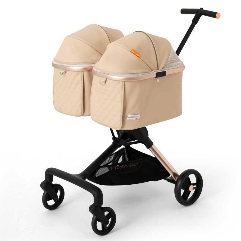 Twin Two-Seater Pet Stroller Cat Wheel Pram - MEWCATS