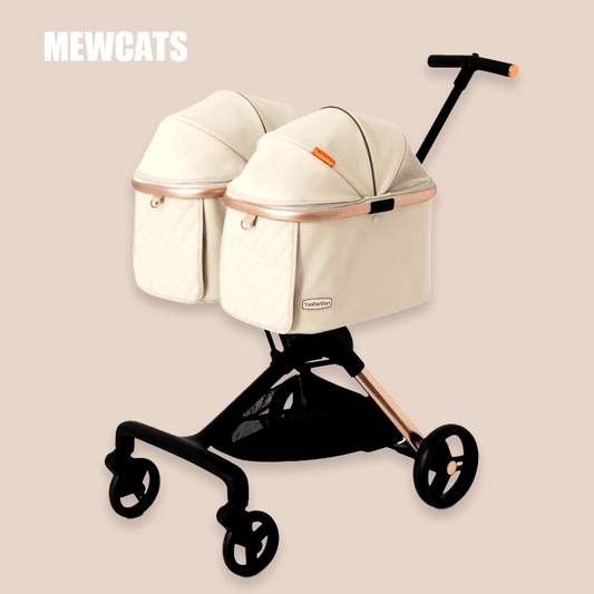 Twin Two-Seater Pet Stroller Cat Wheel Pram - MEWCATS