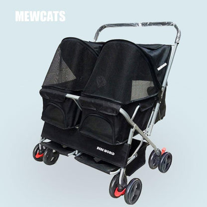 Two Seater Cat Stroller Pet Carrier on Wheels