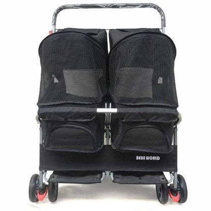 Two Seater Cat Stroller Pet Carrier on Wheels