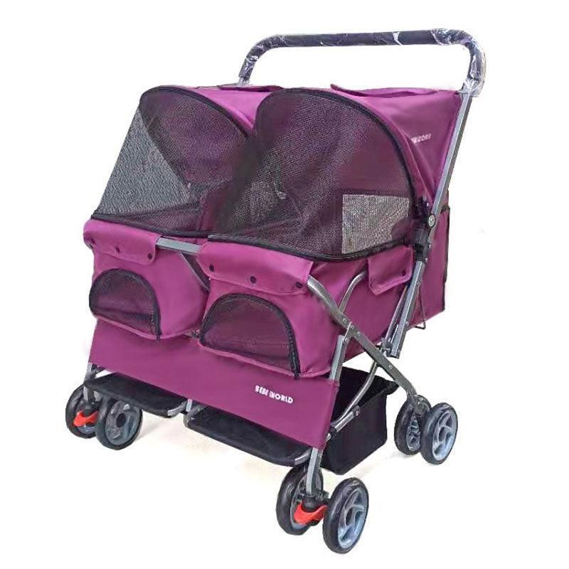Two Seater Cat Stroller Pet Carrier on Wheels