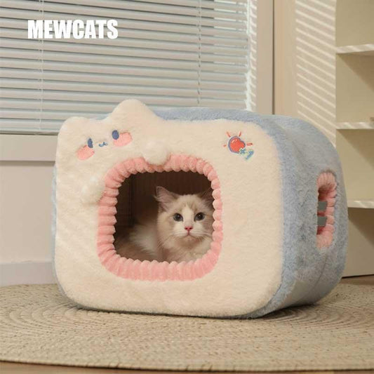 Warm Cat Litter 2 Color Cat Bed Get Free Mat - MEWCATS