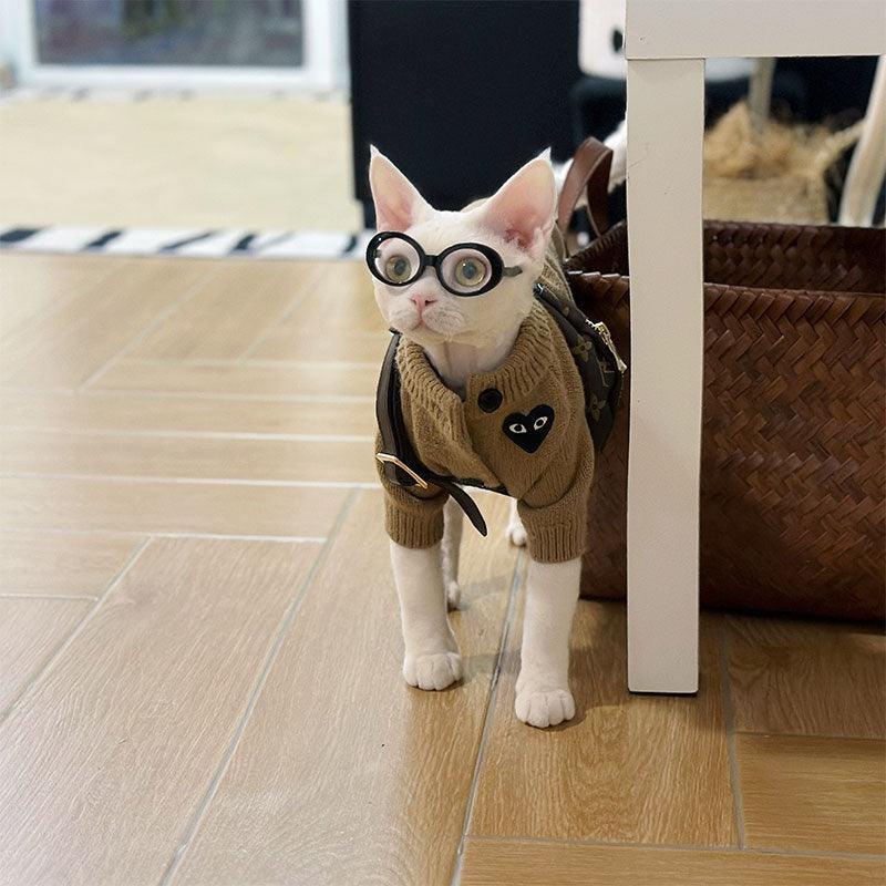 Warm Devon Sphynx Hairless Cat Clothes Cardigan Sweater MEWCATS