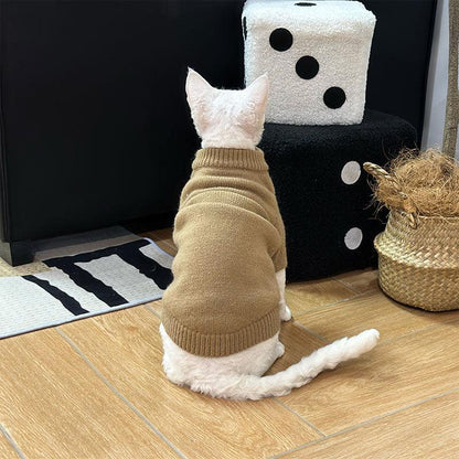 Warm Devon Sphynx Hairless Cat Clothes Cardigan Sweater