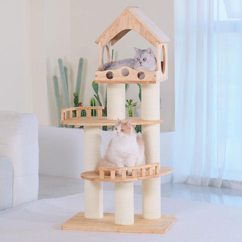 Wood Cat Climbing Frame Scratching Tree - MEWCATS