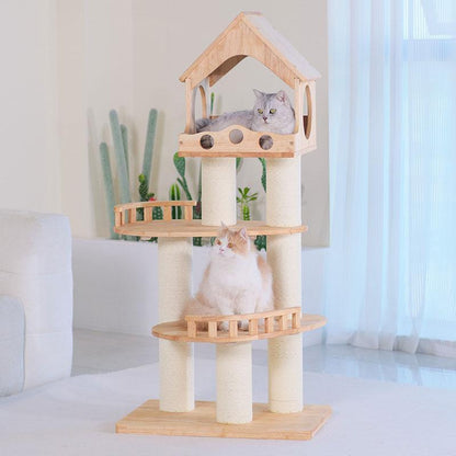 Wood Cat Climbing Frame Scratching Tree - MEWCATS