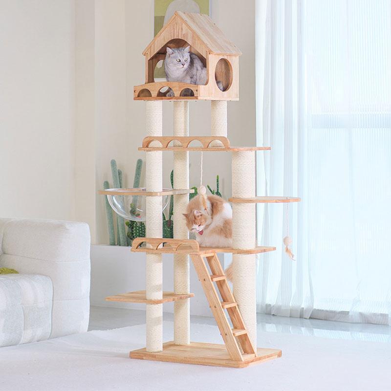 Wood Cat Climbing Frame Scratching Tree - MEWCATS