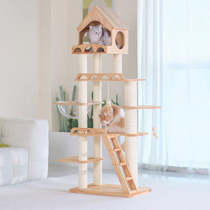 Wood Cat Climbing Frame Scratching Tree - MEWCATS