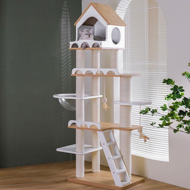 Wood Cat Climbing Frame Scratching Tree - MEWCATS