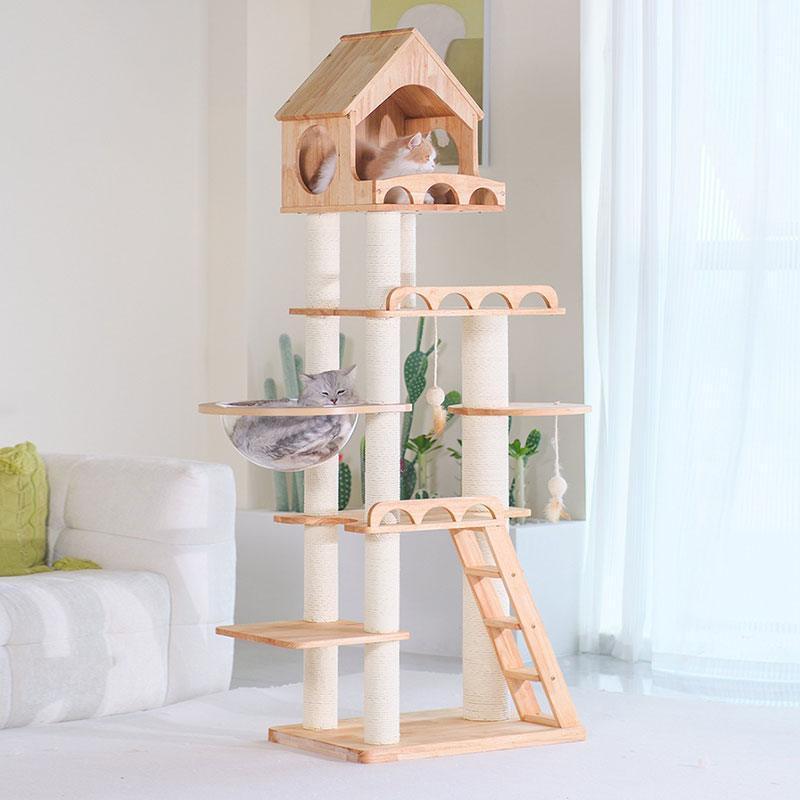 Wood Cat Climbing Frame Scratching Tree - MEWCATS