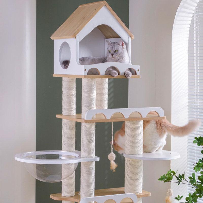 Wood Cat Climbing Frame Scratching Tree - MEWCATS