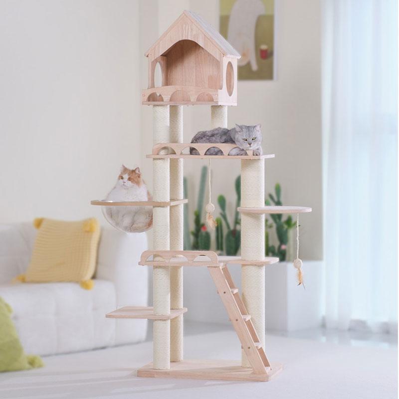 Wood Cat Climbing Frame Scratching Tree - MEWCATS