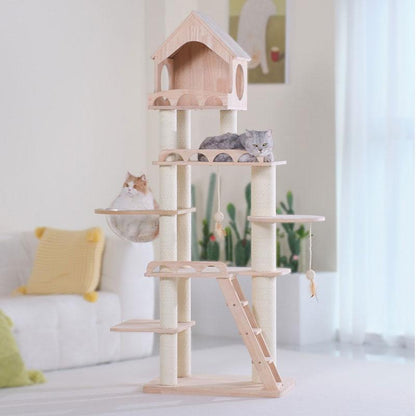 Wood Cat Climbing Frame Scratching Tree - MEWCATS