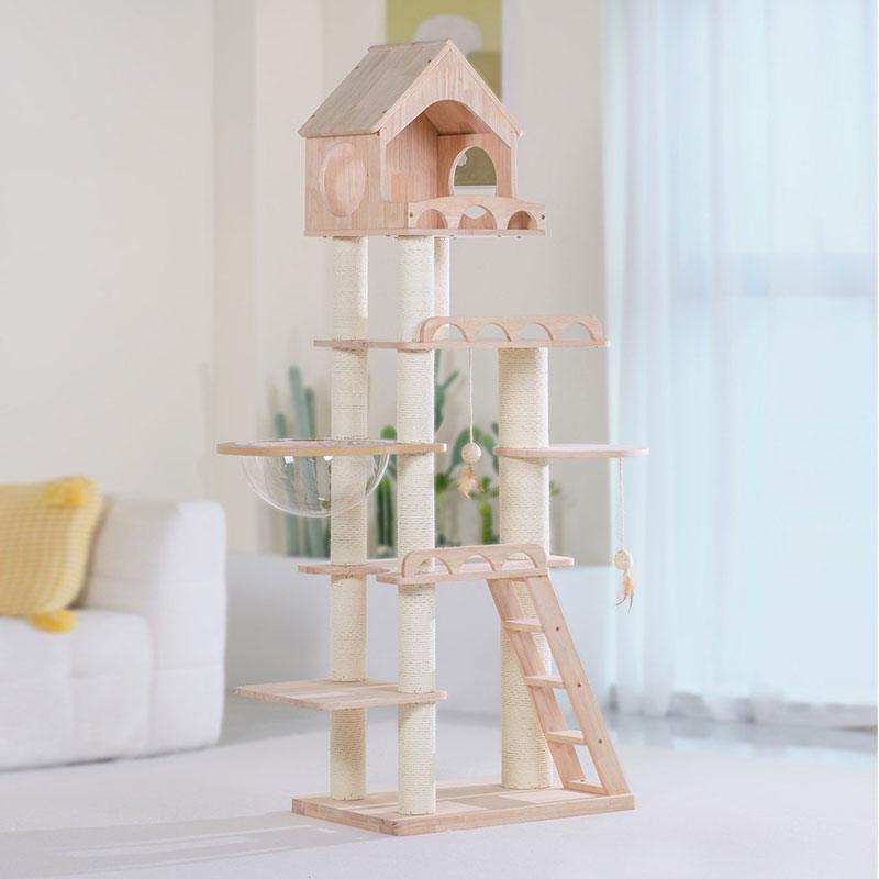 Wood Cat Climbing Frame Scratching Tree - MEWCATS