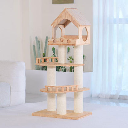 Wood Cat Climbing Frame Scratching Tree - MEWCATS