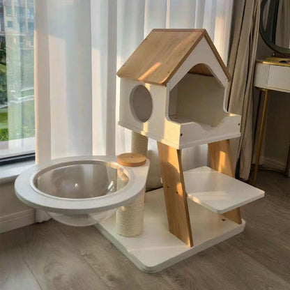 Wooden House Cat Climbing Frame Tower Tree