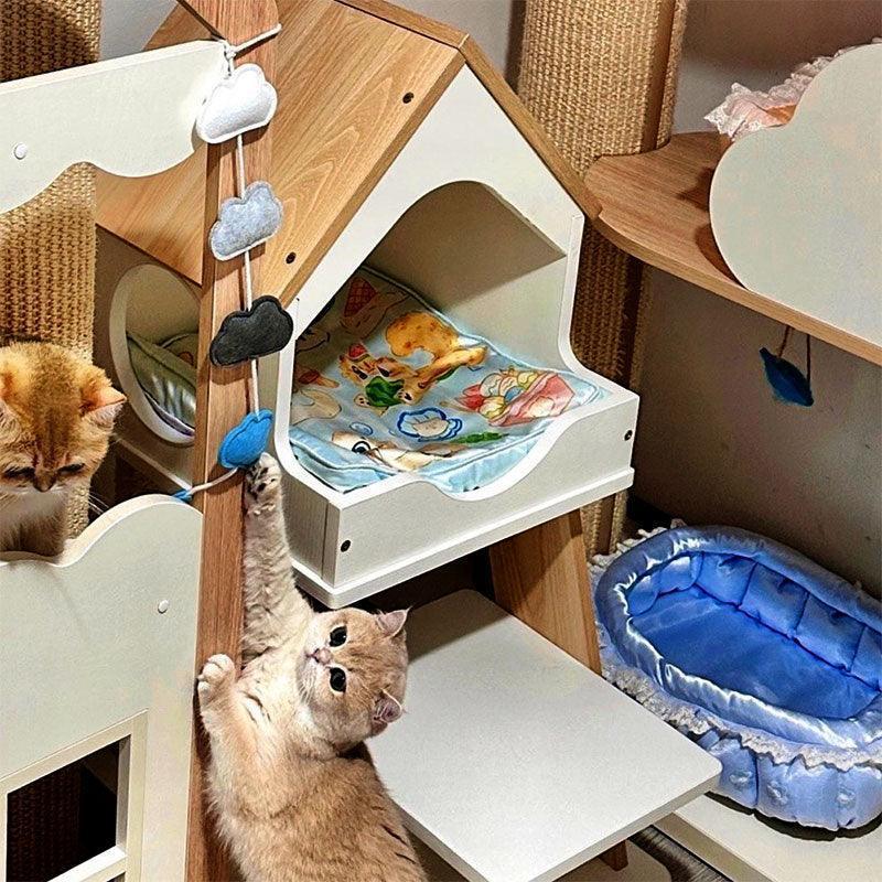 Wooden House Cat Climbing Frame Tower Tree