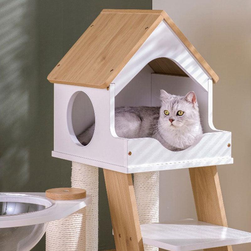 Wooden House Cat Climbing Frame Tower Tree - MEWCATS