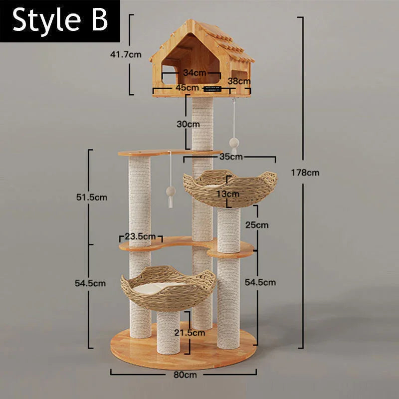 Wooden House Large Cat Climbing Tower - MEWCATS