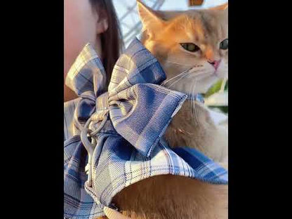 Bow Tie Cat Harness JK 3 Color Hiking Leash Set Cat Lead