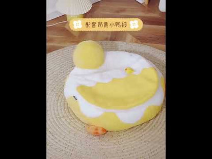 Yellow Duck Cute Cat Bed Cartoon Fluffy Nest