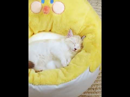 Cute Yellow Chicken Cat Bed Cushion Fluffy Mat