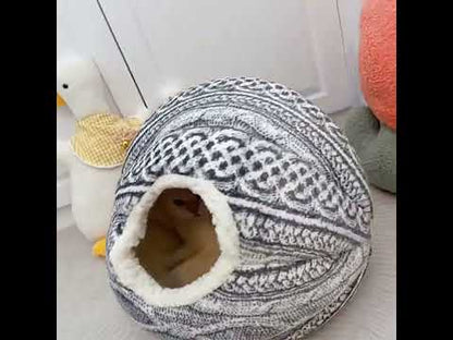 Woven Wool Spherical Cat Cave Bed